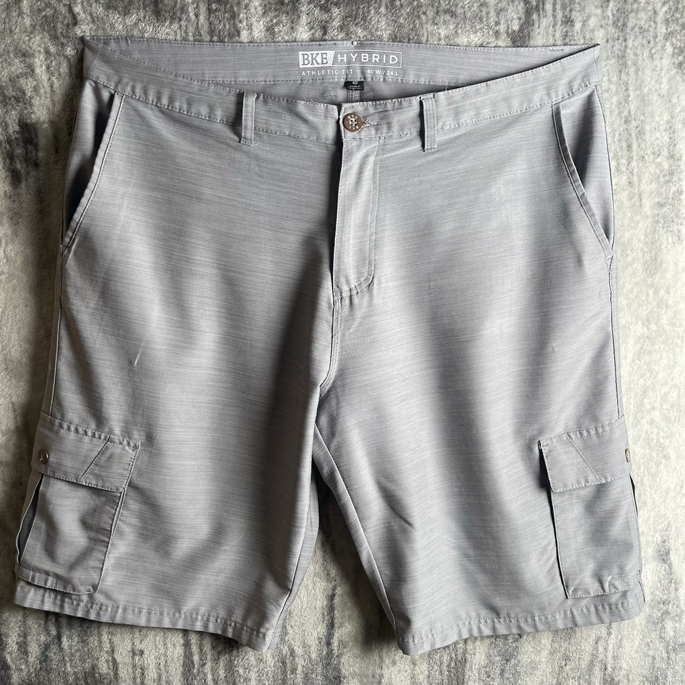 BKE Men's 40 Shorts 24L  12 Inseam Gray Cargo Pockets Athletic Fit  Lightweight‎